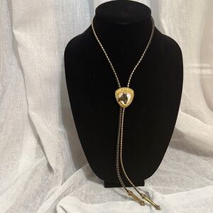 Gold Tone, Horse Bolo Necklace with Braided Cord